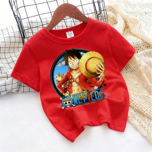 Bandai | One Piece Anime Zoro & Luffy Print 100% Cotton Kids T-shirt Streetwear Casual Short Sleeve Tops for Boys Toddlers