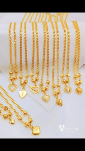 [VJ]NEW!!Cop916 Necklace “Choker Love” 999.9 Gold Plated L:35cm - 43cm <N19> <Rantai Leher Choker Love>