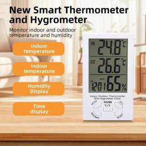 Aideepen | TA298 Digital Thermometer Hygrometer Indoor Outdoor Temperature Humidity Meter Sensor Clock ℃/℉ High Accuracy Home Thermometer