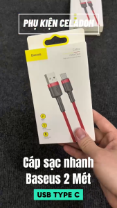 Cáp Sạc Nhanh Baseus Cafule Cổng Type C Dài 2 Mét Chính Hãng