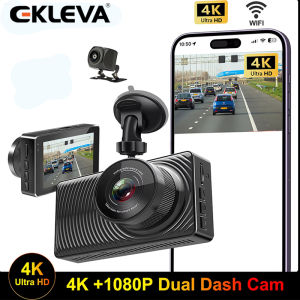 Ekleva 4K + 1080P Dash Cam Phía Trước Và Phía Sau Cho Xe Với Điều khiển Wifi ống kính kép Thiết bị ghi hình xe ô tô nhìn trong đêm màn hình đỗ xe