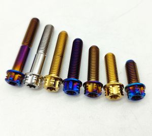 1pc Vitaltitanium Grade 5 Titanium Bolt M8 x 10 15 20 25 30 35 40 45 50 55 60mm 1.25Pitch fancy bolt T40 Torx screw flange bolt titanium screw brembo bolts gold color ti silver Burnt Blue Black Gold Rainbow color