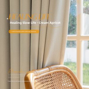 Cream-colored Sheer and Light-blocking Velvet Curtains