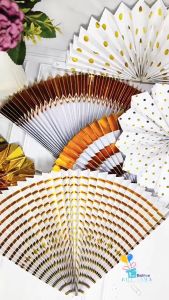 paper fan merah putih / paper flower isi 6 / dekorasi pesta / paperfan