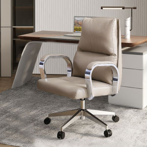 Genuine Leather Bow Chair Executive Office Computer Chair Home Study Room Conference Chair Luxury Design No Assembly Required