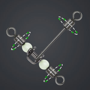 10pcs 3way Luminous T-shape Cross-Line Rolling Swivel With Pearl Beads Fishing Swivels Fishhooks Fishing Connector