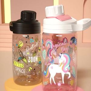 Durable Kids Summer Water Bottle Transparent Straw