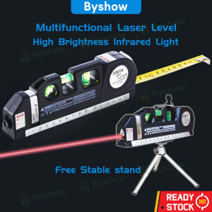 Byshow 4 in 1 Infrared Laser Level Tripod Horizontal Vertical Cross laser ruler lazer light laser line level 2.5m measurement tape digital machine