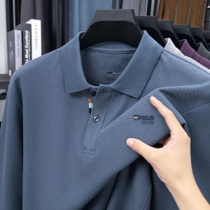 Mens Luxury Brand 100 Cotton Embroidered Polo Shirt Spring Autumn Business Leisure Lapel Long Sleeve T-shirt Handsome Menswear