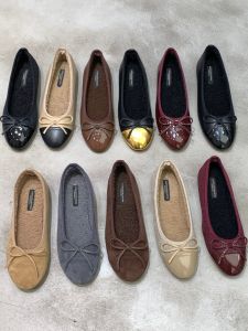 Vintage Style Round Head Fleece Cotton Female Ballet Flats
