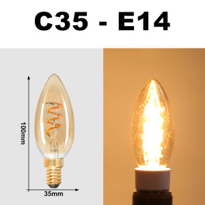 Parkson | 2 Chiếc Retro Edison Bóng Đèn LED T45 Xoắn Ốc E27 220V 2300K Trắng Ấm Hổ Phách Kính Cho Quán Cà Phê Thanh Đèn Tường