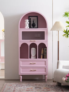 Dopamine Painted Solid Wood Chest of Drawers Bedroom Storage Living Room French Style Decorative Cabinet Pink Entrance Sideboard