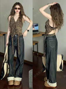 เสื้อกั๊กสายเดี่ยวเปิดหลังลายเสือดาวสำหรับผู้หญิงในช่วงฤดูร้อน เสื้อคลุมกันหนาวทรงเข้ารูป ทรงเข้ารูป แขนสั้น ทรงเข้ารูป เสื้อคลุมกันหนาว