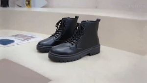 จัดส่งเร็ว รองเท้าบูทสตรี แฟชั่น เพิ่มความสูง 3 ซม. สไตล์อังกฤษ ดีไซน์ซิปด้านข้าง ใส่สบายและทนทาน