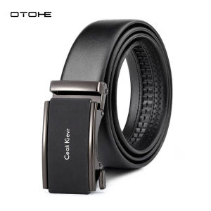 OTOHE Fashion Men’s Belt Business Leisure Belt Stylish Frosted Alloy Buckle Automatic Buckle Belt Second-layer Cowhide Waistband Youth Sports Pant Belt Stylish Simple Nice Waistband Durable Belt
