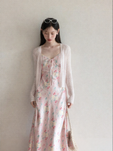 Cantonstory | Floral V-Neck A-Line Strap Dress