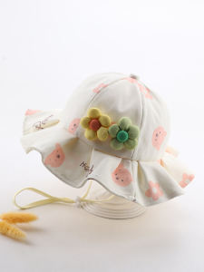 Spring Autumn Thin Fisherman Hat for Baby Girls: Cotton Sunshade & Outdoor Flower Pattern Cap