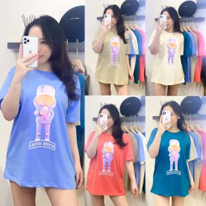 Kaos Wanita Lengan Pendek Ukuran Jumbo Bahan Cotton Combed 30s