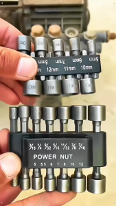 Steel Power Nut Driver Drill Bit Set Hex Shank Metric Socket 14/9PCS Electric Wrench Adapter