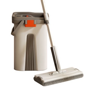 ไม้ม๊อบพร้อมถังรีดน้ำ หัวม็อบกว้าง 33 cm ไม้ถูรีดน้ำในตัว ชุดถังถูพื้น Flat Mop จับฝุ่นได้ดี ซักน้ำและรีดน้ำในตัวเดียว ใช้งานได้สะดวก พลาสติกหนาเเข็งเเรง