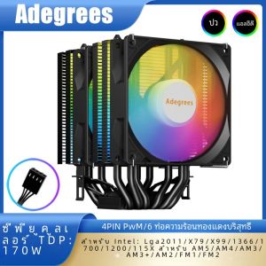 6ท่อความร้อน CPU Air Cooler 4Pin PWM 90MM PC procesor พัดลม CPU สำหรับ Intel LGA 1700 1200 1150 1151 1155 2011 X79 X99 AM4 AM5