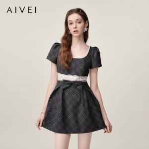 AIVEI | Lace And Plaid Splicing Princess Japanese Style Dress