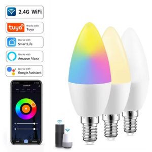 Tuya Smart WiFi LED Bulb E14 Candel Light 5W 7W 9W 220V Dimmable RGB Lamp Smart APP Voice Control Alexa Google Assistant Home