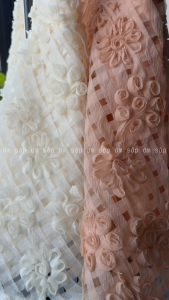 [SẴN LOẠI 1] Voan lưới hoa nổi Full lót Áo babydoll 2 dây điều chỉnh màu cam/ kem khoá kéo hông siêu xinh FEIER 2S TOP