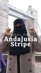 Alsyahra Exclusive Niqab Poni Pulldown Andalusia Stripe Sifon Silk Jetblack
