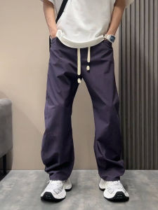 Summer Mens Casual Pants Wide Leg Knife Design Big Pocket Comfortable Loose Straight Workwear Long Trousers Youth Fashion