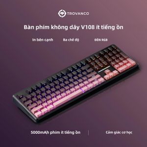 Bàn Phím Bluetooth V108 Pro Bố Trí Đầy Đủ Với Màng Có Đèn Nền RGB Tiếng Ồn Thấp 2.4G Có Dây & Không Dây Cho Máy Tính Để Bàn Máy Tính Xách Tay Máy Tính Bảng