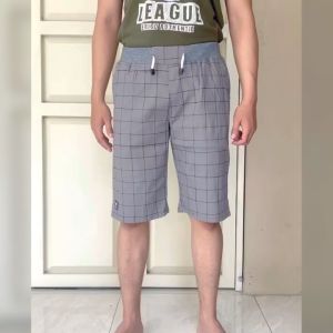 Celana Tartan Pendek Pinggang Karet Bahan Katun Twill Melar Ukuran 27 Sampai Jumbo 44