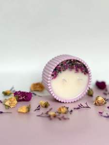 A&H Luxe Reusable Bowl Soy Candle – Dry Flower Handmade Eco-Friendly Candle