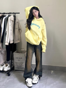 Pure Cotton American High Street Oversize Hoodie Womens New Design Sensation Niche Trendy Outerwear Comfortable Long Sleeve