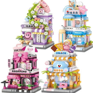 NEW Gift Snack Stationery Store Small Shop Store Street View Food House Building Blocks Kit Girls Bricks Model Toy
