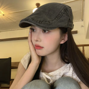 Retro Phong Cách Nhật Bản Denim Mũ Nồi Nữ Có Thể Giặt Mùa Hè Đa Năng Nghệ Thuật Mũ Trẻ Bán Báo Mặt Thon Gọn Mũ Hình Bát Giác Ngắn Eave