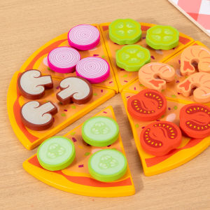 Educational Wooden Toy Pizza Cookie Matching Game Kitchen Role Play Early Learning Montessori Toy for Kids Boys Girls