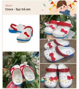 CrocsFanClub - Sục Cross Hello Kitty nơ đỏ trẻ em siêu đẹp nha model 2024dép đi biển - Pb292