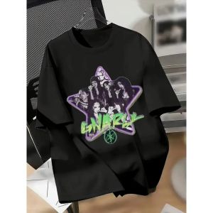 Bandai | Retro Katseye Beautiful Chaos Cotton T-shirt Kpop Tee Gift for Woman Man Oversized Graphic Short Sleeve Shirt Kids Top Tees