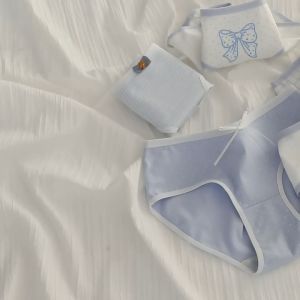 Quần Lót Nữ Hoạ Tiết Xanh Trắng Nơ Dễ Thương Co Giãn Tốt Quần Chip Cotton May 2 Lớp Đáy Giúp Kháng Khuẩn DLN68 L8030