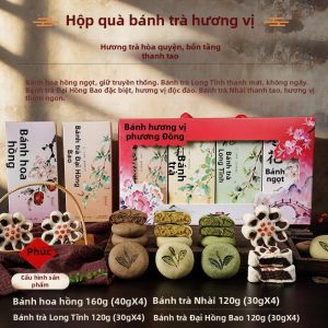Bánh Quy Trà Long Tĩnh Hoa Nhài Bánh Ngọt Hoa Táo Đất Đặc Sản Trung Quốc