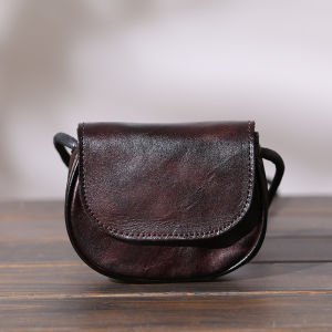 Imperfect Retro Genuine Leather Crossbody Mini Bag Ultra-Thin Ladies Card Holder Coin Purse Drivers License Shoulder