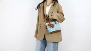 TAS WANITA 3186 - HANDBAG LK BIRU COKLAT + GANTUNGAN TAS HANDBAG WANITA MURAH IMPORT MEWAH KONDANGAN PESTA - AO