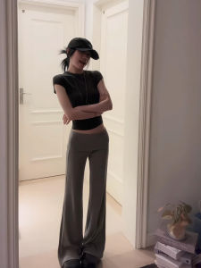 Quần Ống Rộng Cạp Thấp Co Giãn Thoải Mái Cho Nữ Mùa Hè 2025 Quần Dài Đến Sàn Phong Cách Hàn Quốc Quần Dài Thường Ngày