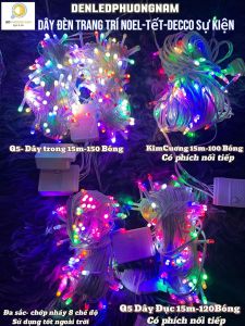 DÂY ĐÈN TRANG TRÍ NGOÀI TRỜI LED CHỚP (Q5) 17M - 120 bóng TRANG TRÍ NOEL TẾT