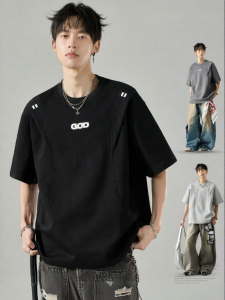 SZON | American Deconstruction Design Sense Sporty Summer Embroidery Loose Couple T-Shirts