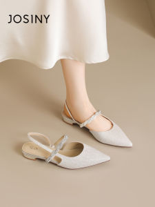 Josiny | Pointed Toe Low Heel Rhinestone Evening Shoes