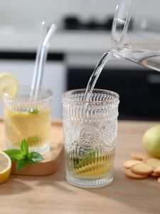 14pcs Set Reusable Glass Straws Straight Bent Glass Drinking Straw with Cleaning Brush for Beverages Milk Coffee