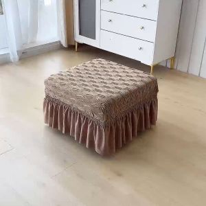 ice silk fabric universal size sofa footstool cover elastic rectangular box cover