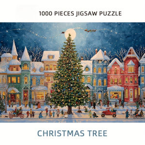 Jigsaw Puzzle Christmas Festive Street Scene With Giant Tree For Adults Family Fun Perfect Holiday Gift Brain Teaser Game